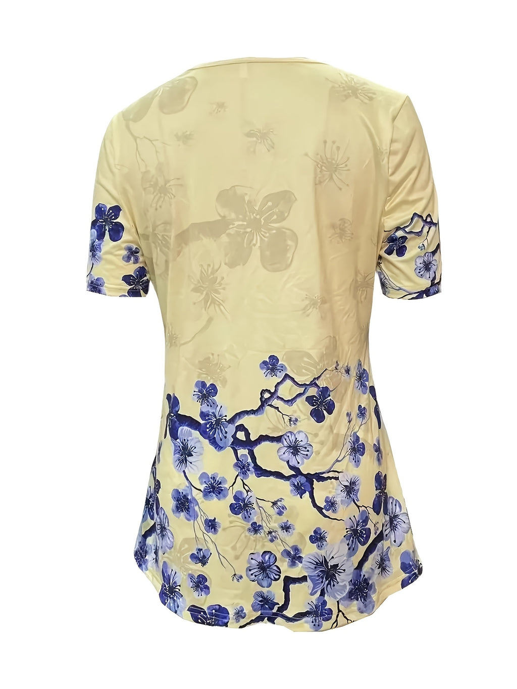 Women's Stud Print Fake 2-Piece V-Neck T-Shirt Short Sleeve Summer Casual Layered Look Top