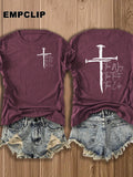 Christian Cross Graphic Tee Women Faith Inspirational T-Shirt Patriotic Religious Casual Tops