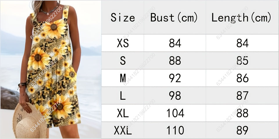 Sunflower Print Short Jumpsuit for Women Summer Casual Resort Style Romper Vacation Outfit S-XXL