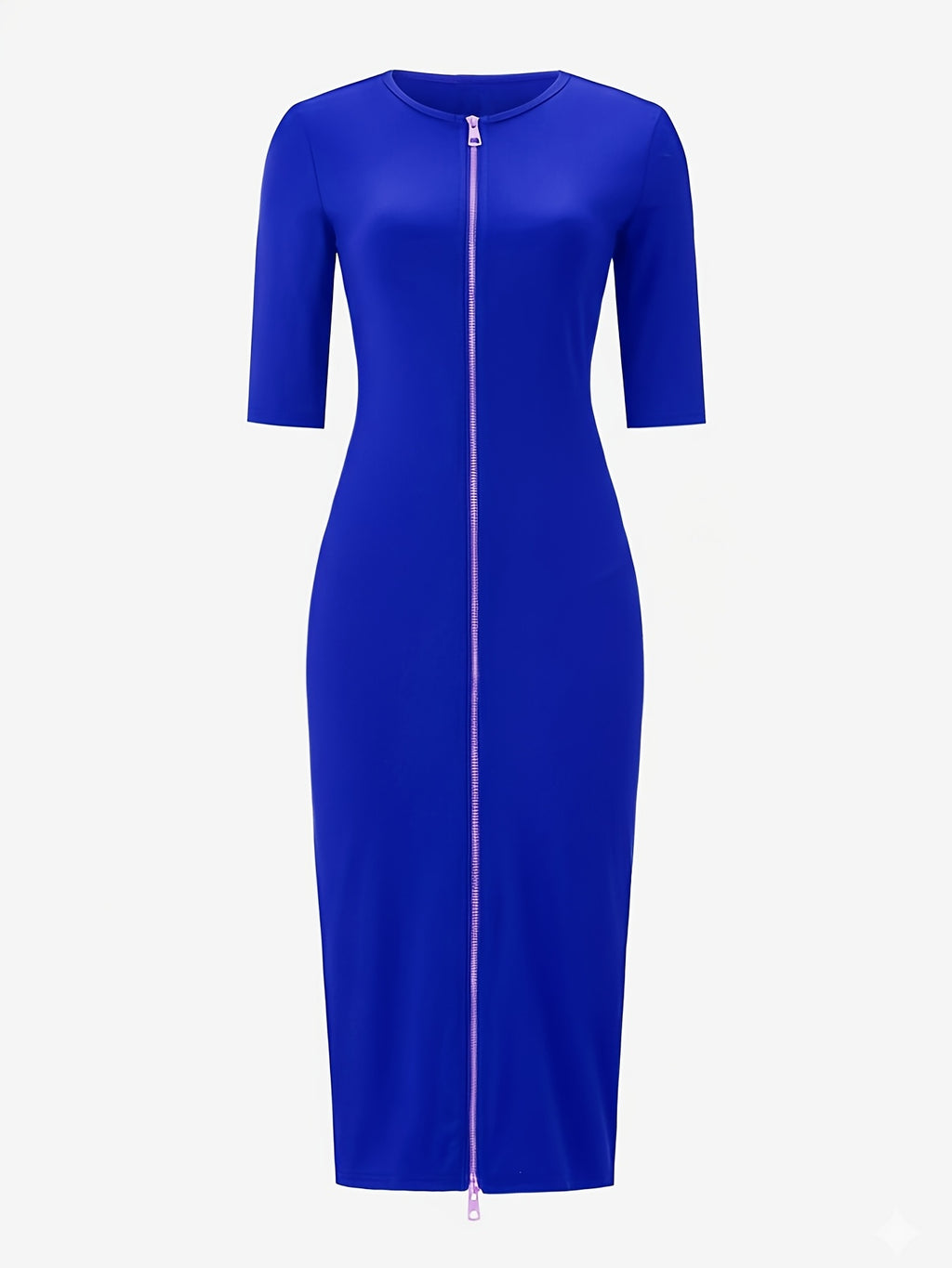 Women's Slim Fit Boat Neck Zipper Dress Short Sleeve Elegant Mid-Length Casual Dress Spring Summer Autumn