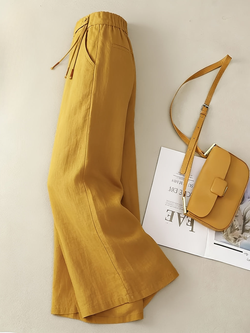 Retro Wide Leg Pants Women High Waist Loose Drape Casual Vintage Style Flowy Trousers Spring Summer Comfortable