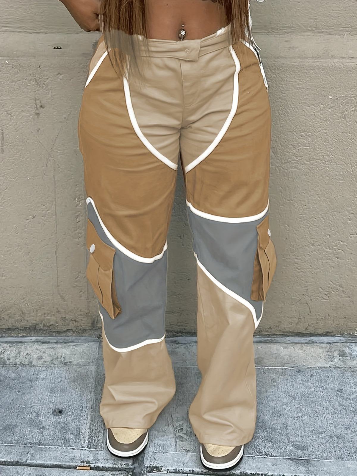Women's Fashion Long Overalls Casual Bib Pants Khaki Royal Blue Camel XS XL XXL