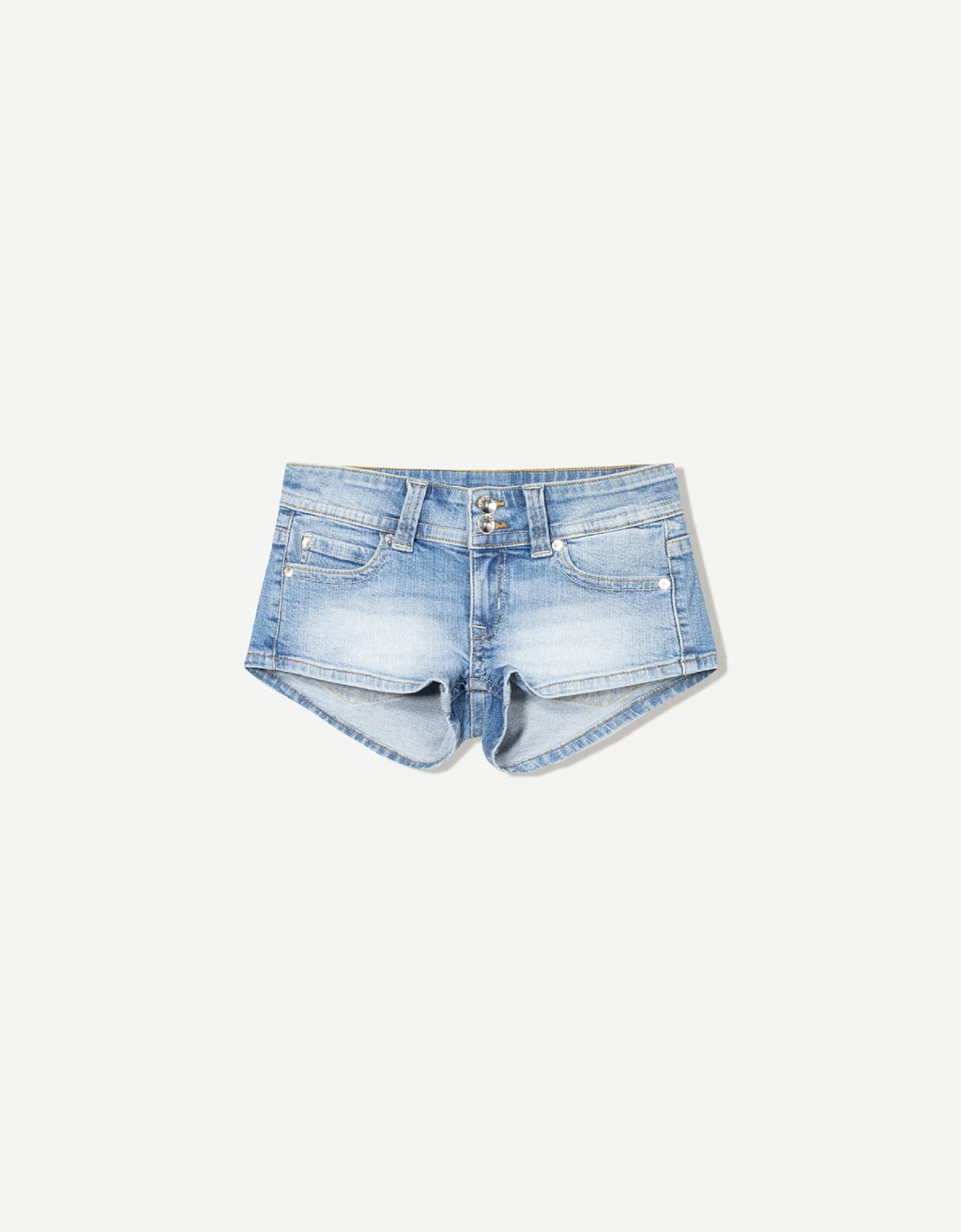 Low Rise Double Button Denim Shorts for Women - Bodycon Slim Fit Back Pocket Hot Pants, Sexy Casual Office Vacation Jean Shorts for Summer