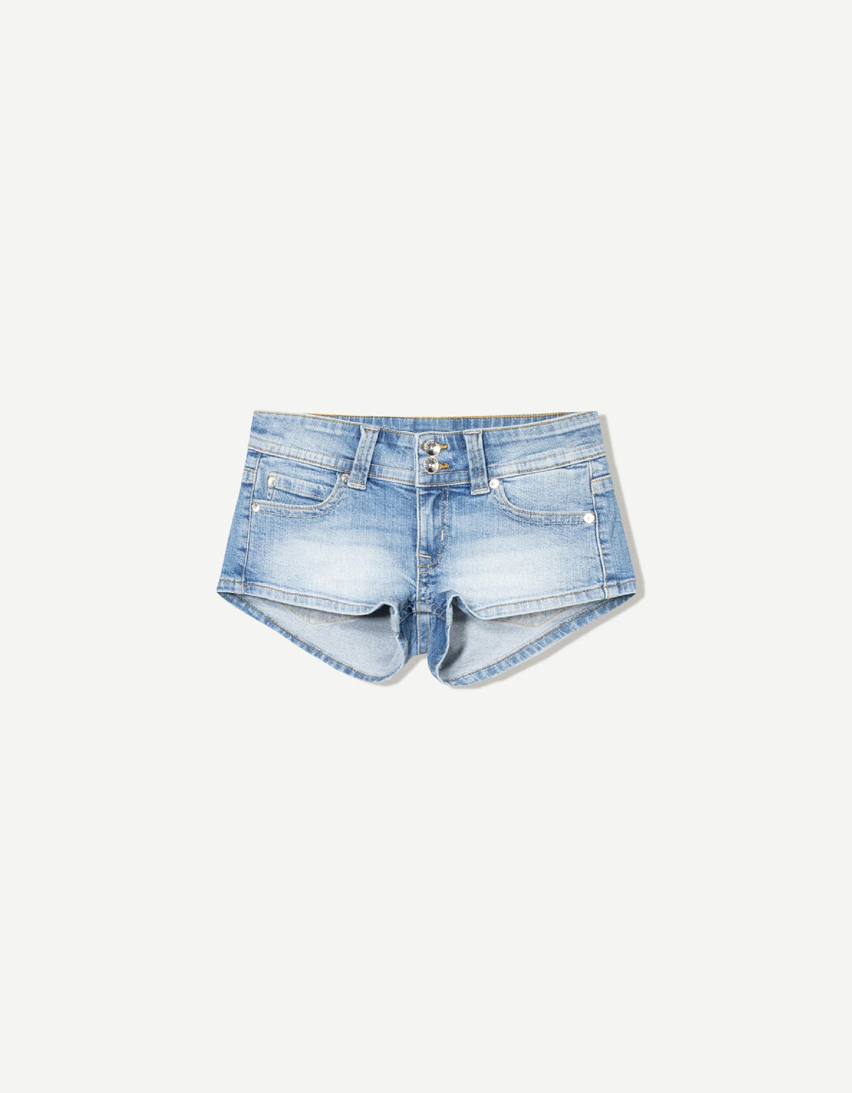 Low Rise Double Button Denim Shorts for Women - Bodycon Slim Fit Back Pocket Hot Pants, Sexy Casual Office Vacation Jean Shorts for Summer
