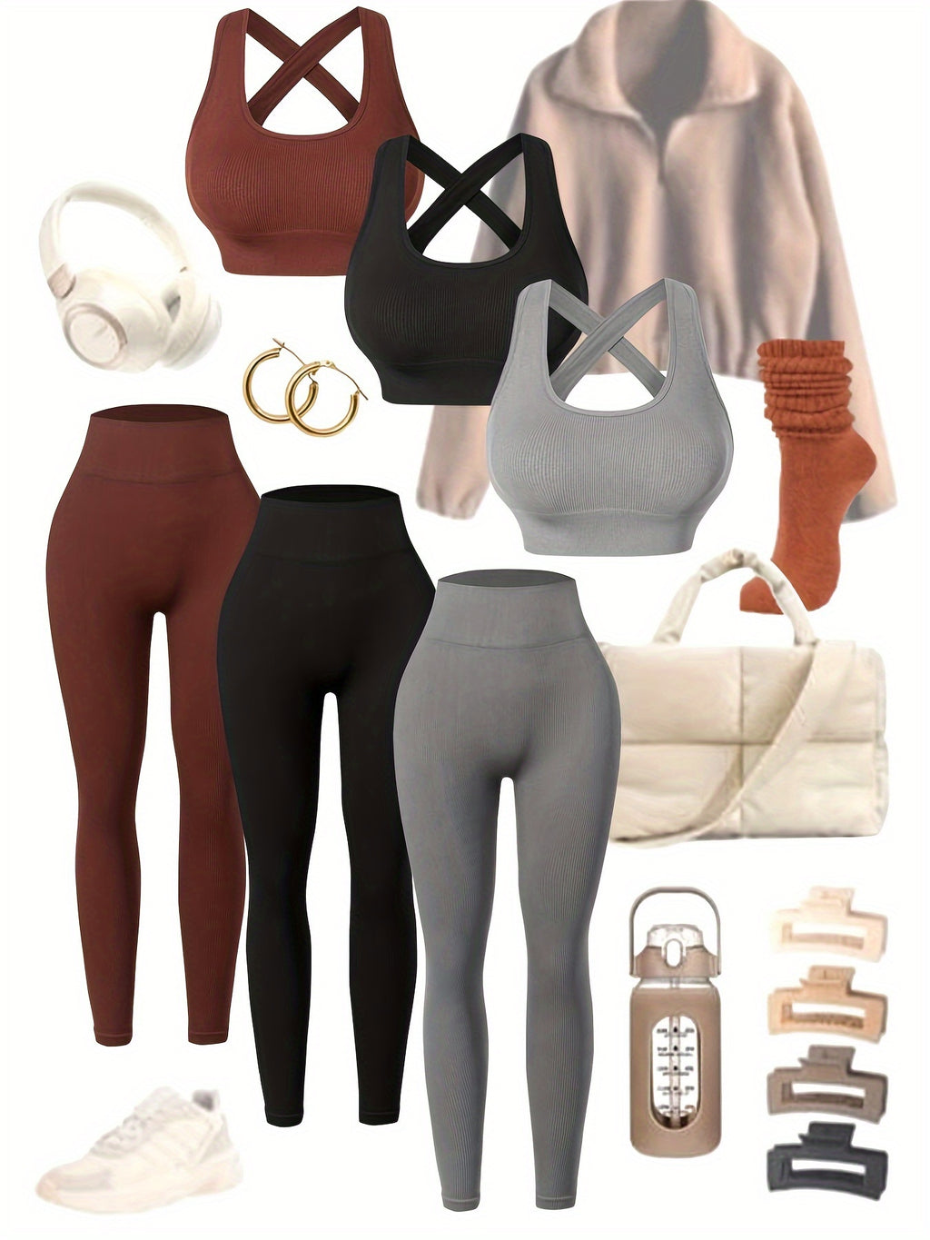 Seamless Activewear Set Women High Stretch Backless Sports Bra and Hip Lifting Leggings with Crossover Strap - Yoga Workout Gym Set All Season