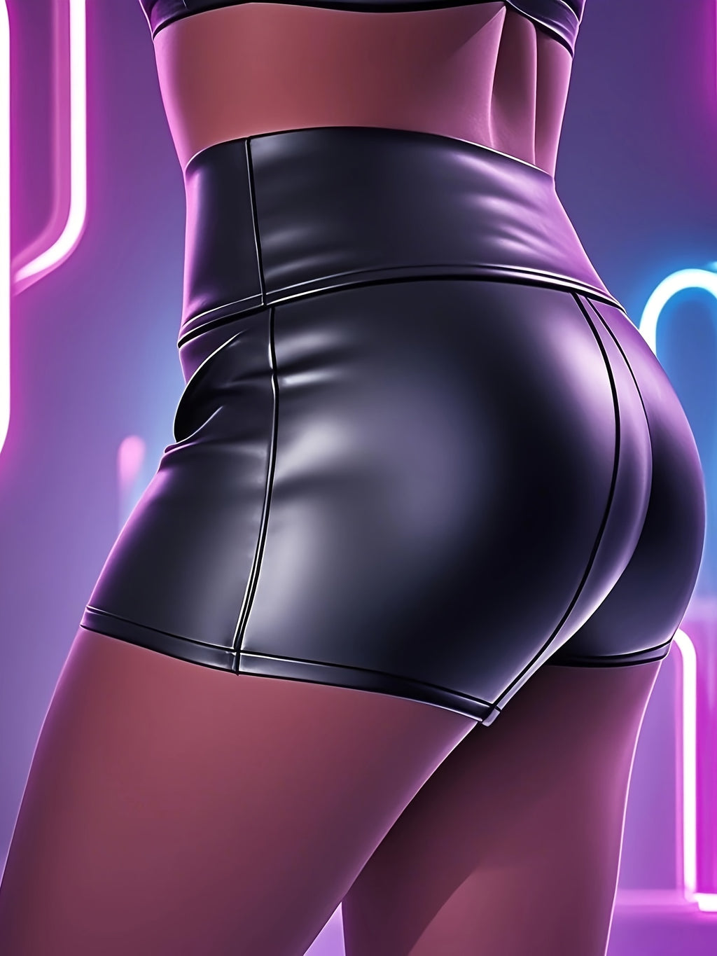 High Waist Glossy Clubwear Shorts Women Black Leather Look Stretchy Party Nightclub Summer Non-See-Through