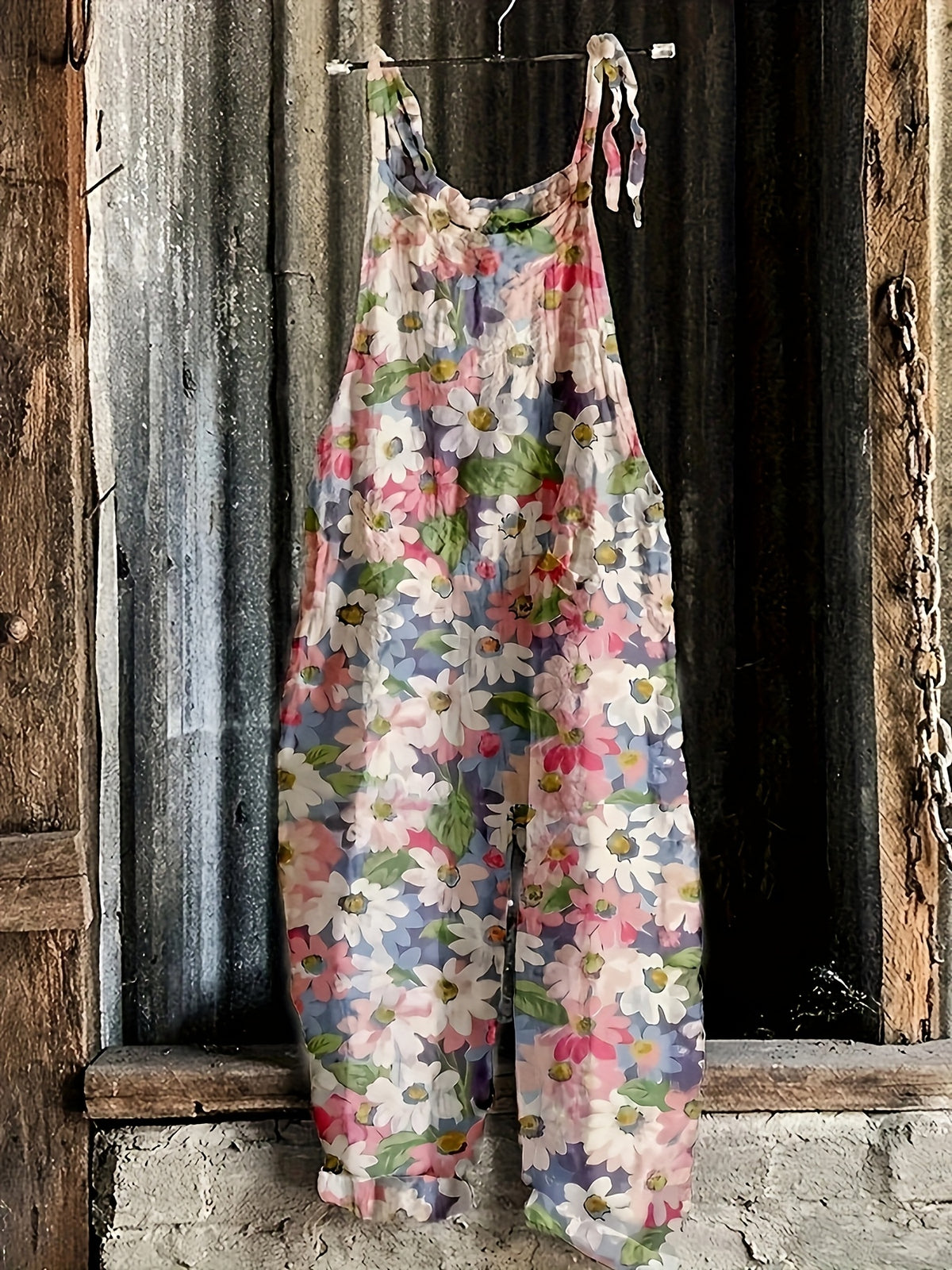Women Casual Floral Print Pocket Jumpsuit Overall Spring Summer Boho One Piece Outfit Multicolor S-XXL