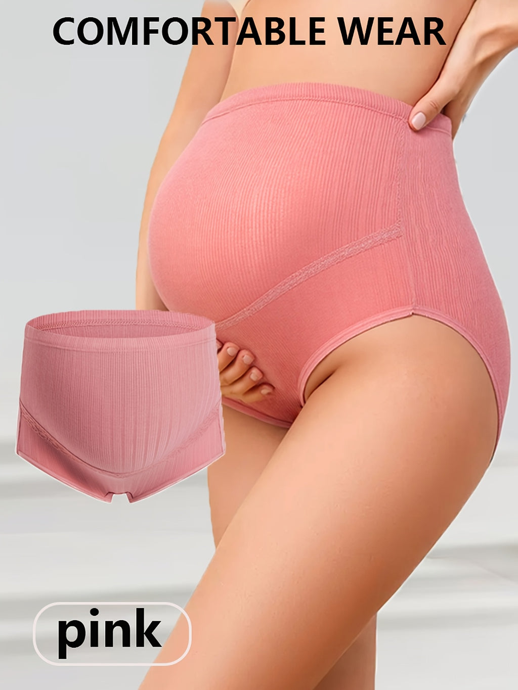 Maternity Underwear Set 4 Pack Women Seamless Lace Trim Mid Rise Pregnancy Panties Soft Stretch Comfortable Briefs