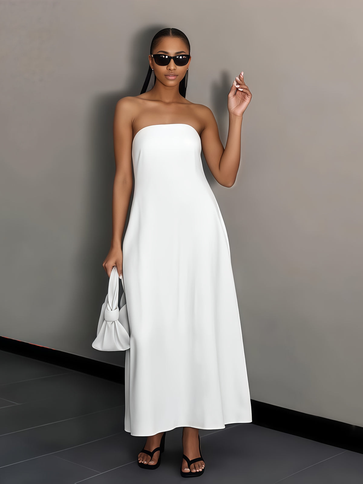 Women's Linen Beach Sundress Backless Sleeveless Wrap High Waist A-Line Flowy Casual Summer Vacation Dress