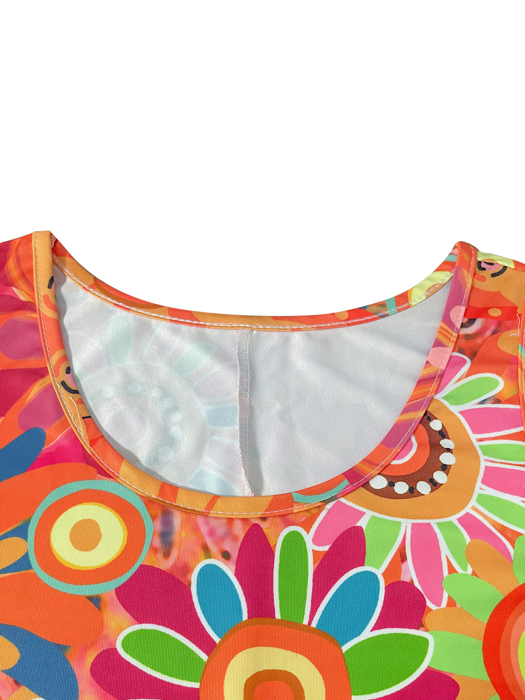 Vibrant Floral Print Sleeveless Dress Women Crew Neck Boho Casual Summer Vacation Dress | Knit Polyester Spring Summer