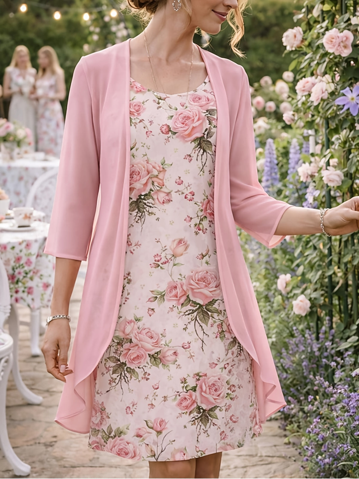 Women's 2-Piece Chiffon Dress Set Elegant Matching Top & Skirt Spring Summer Casual to Evening Wear