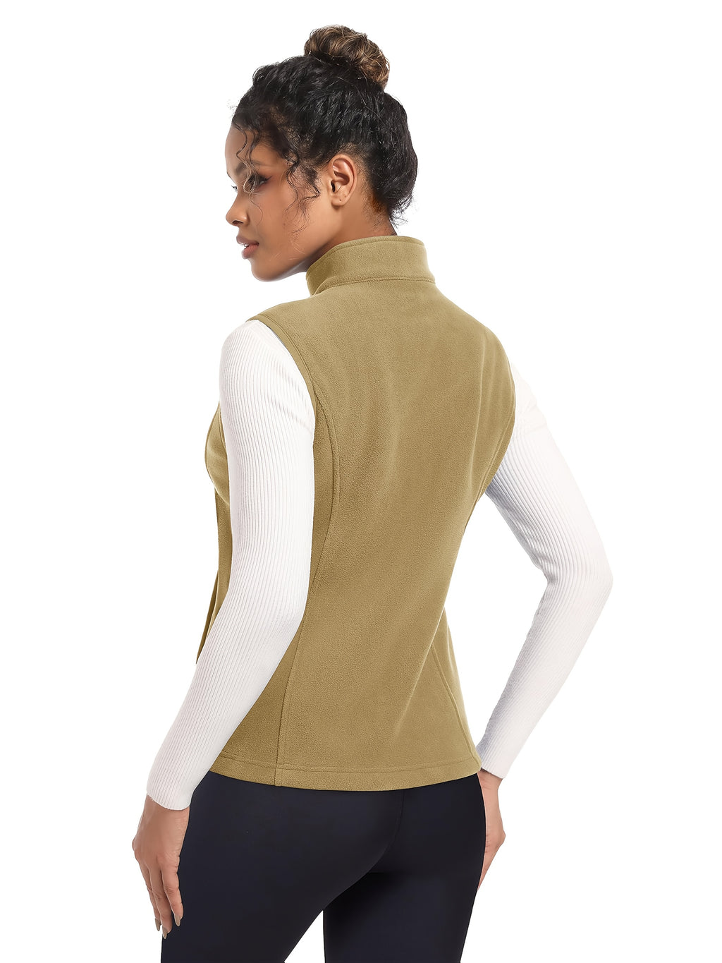 Women's Fleece Zip Vest Lightweight Warm Sleeveless Jacket Stand Collar 4 Pockets Windproof Outdoor Vest S-XXL