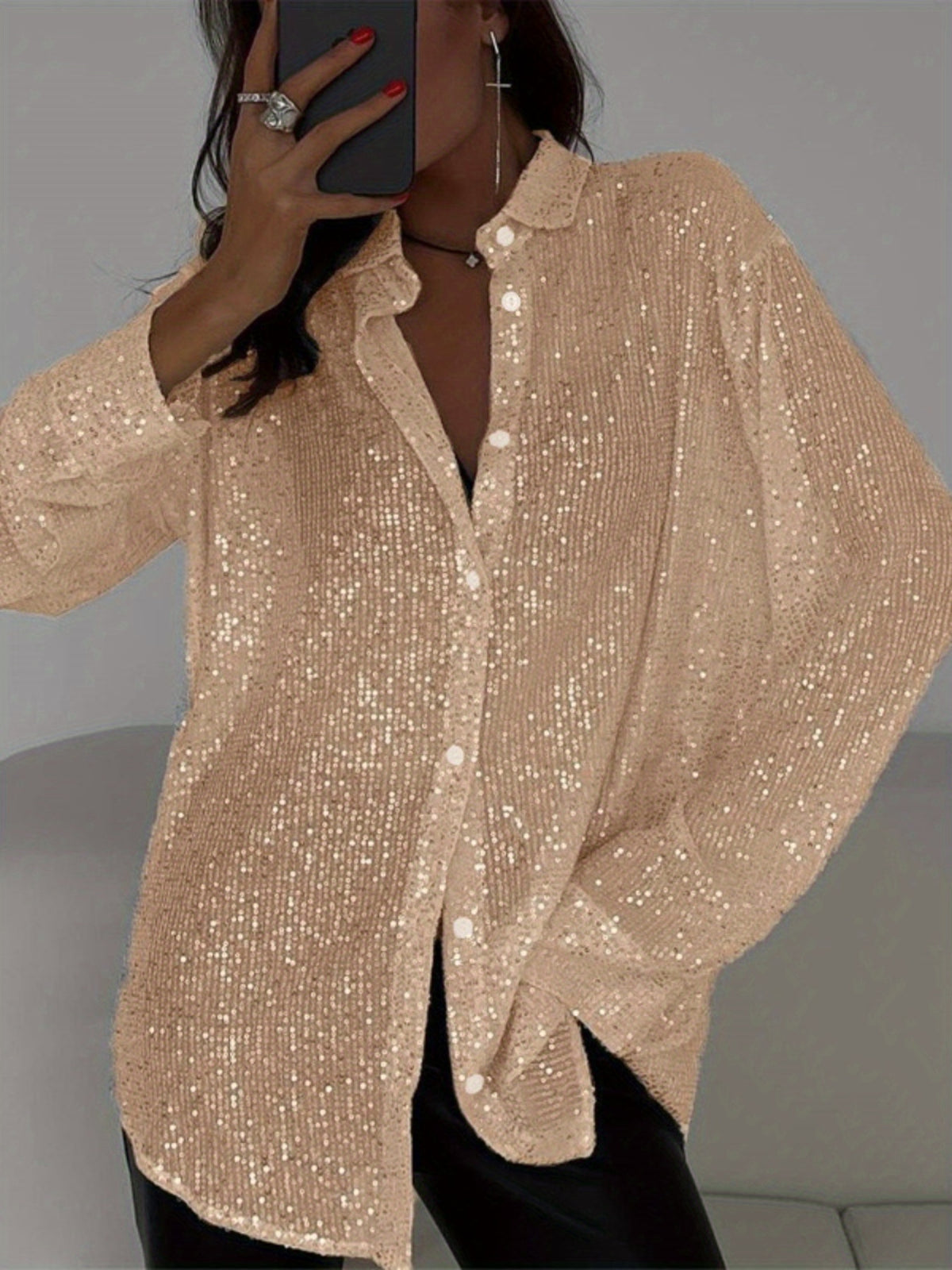 Rhinestone Cardigan Women Long Sleeve Lapel Collar Shimmering Diamond Stripe Open Front Cardigan Black White S-XXL