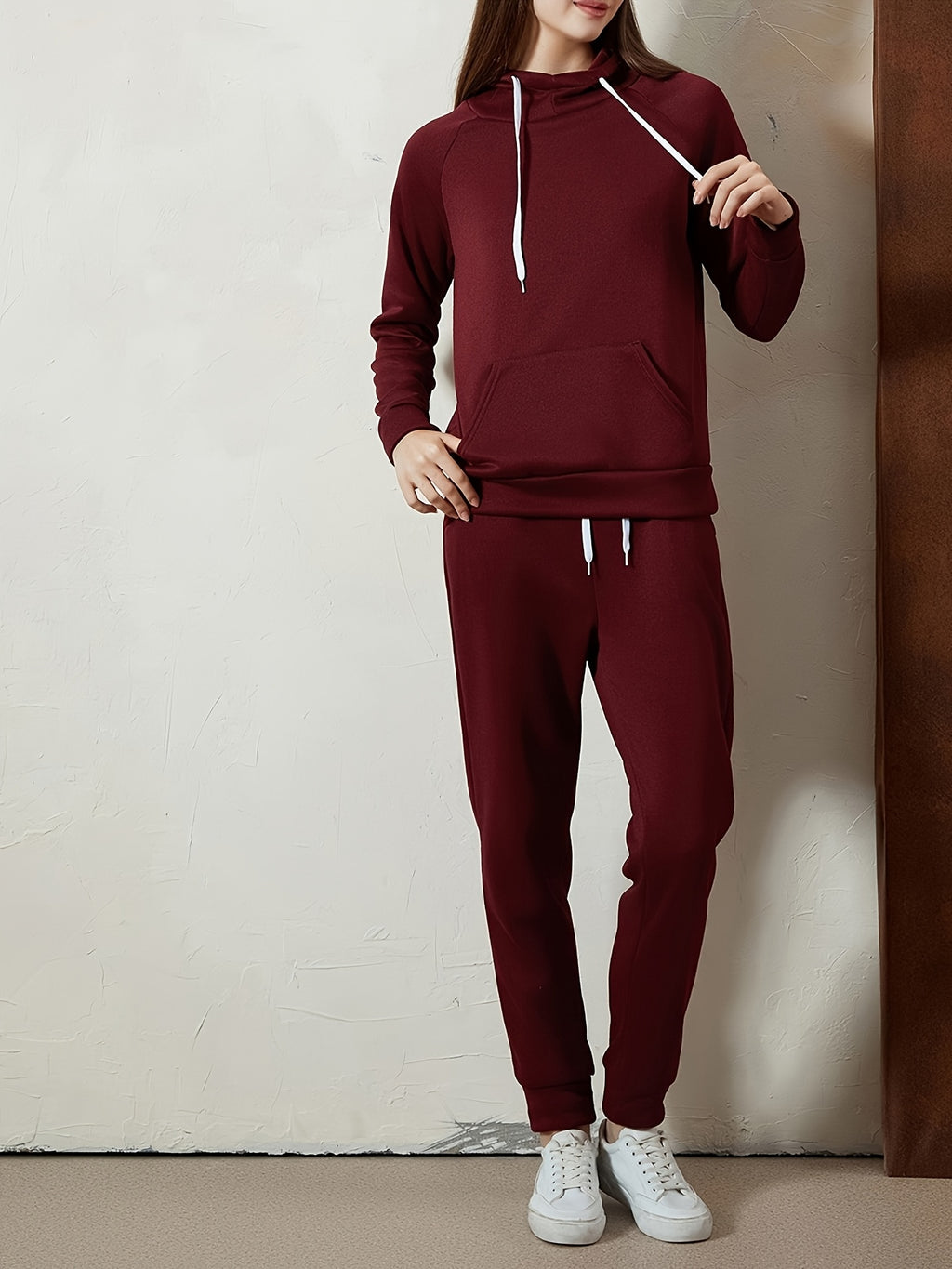 Women's 2-Piece Sweatsuit Set Slim Fit Long Sleeve Hoodie and Drawstring Jogger Pants S-XXL