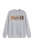 Women Blessed Graphic Pullover Sweatshirt Soft Casual Long Sleeve Crewneck Fall Holiday Party Top Machine Washable Grey Black White S-XXL