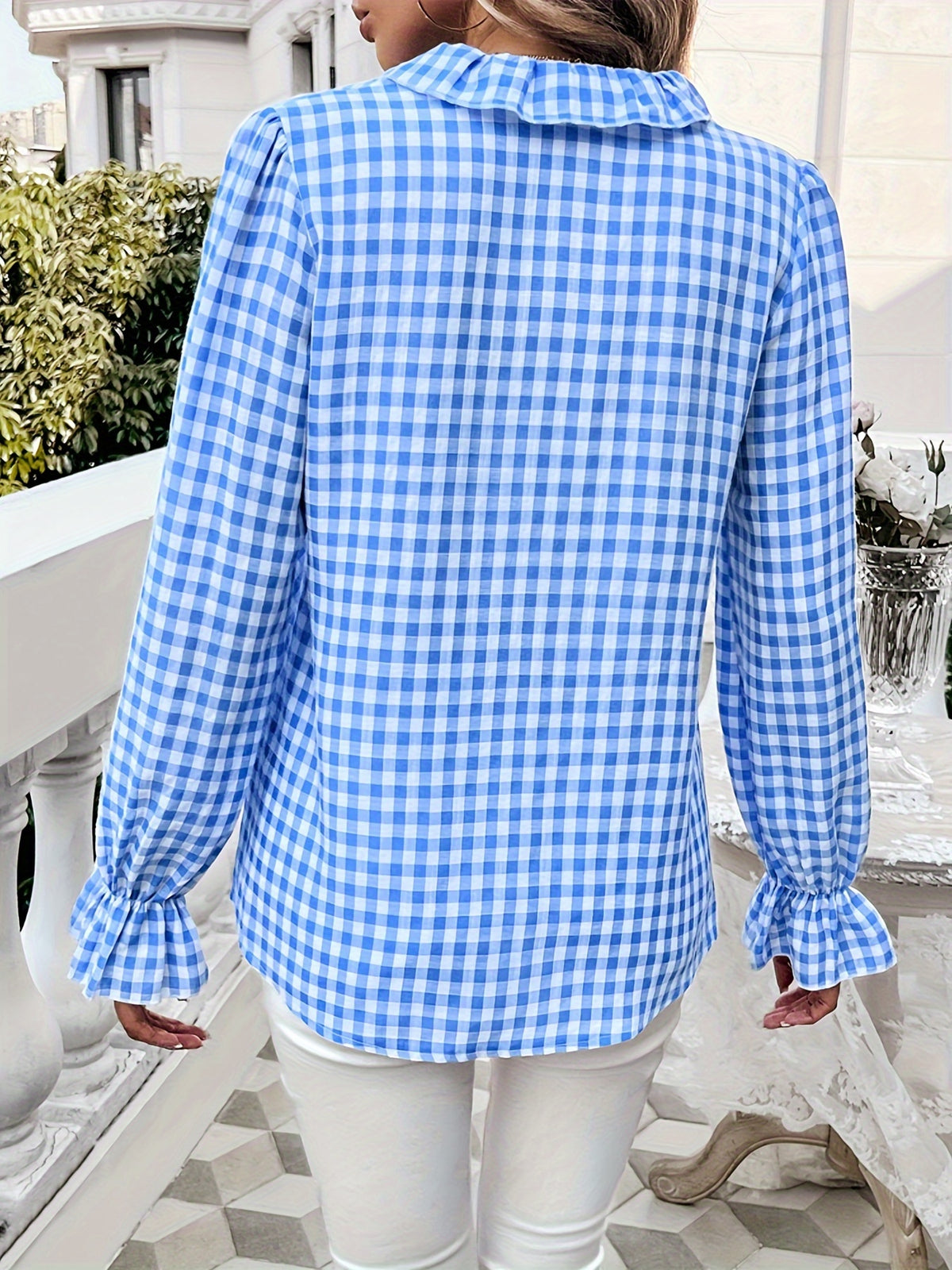 Women's Professional Business Blouse French Contrast Button-Down Shirt Fall Winter Office Top