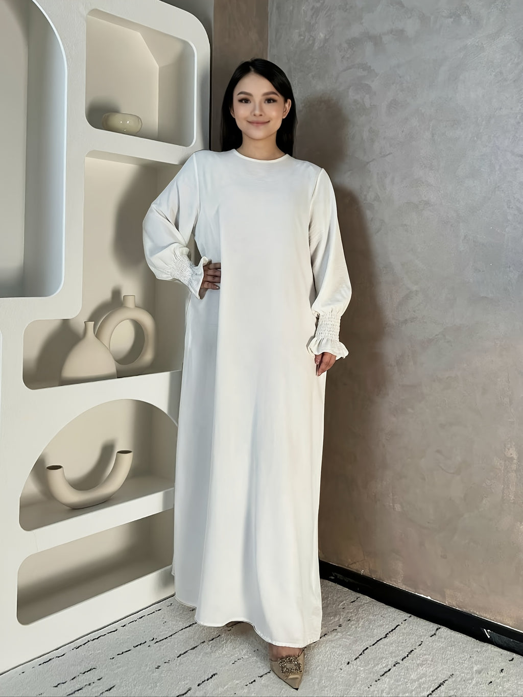 Soft Crepe Abaya with Pocket Muslim Women Prayer Abaya Solid Color Woven Fabric Modest Dress Sizes S M L Multiple Colors Everyday Wear
