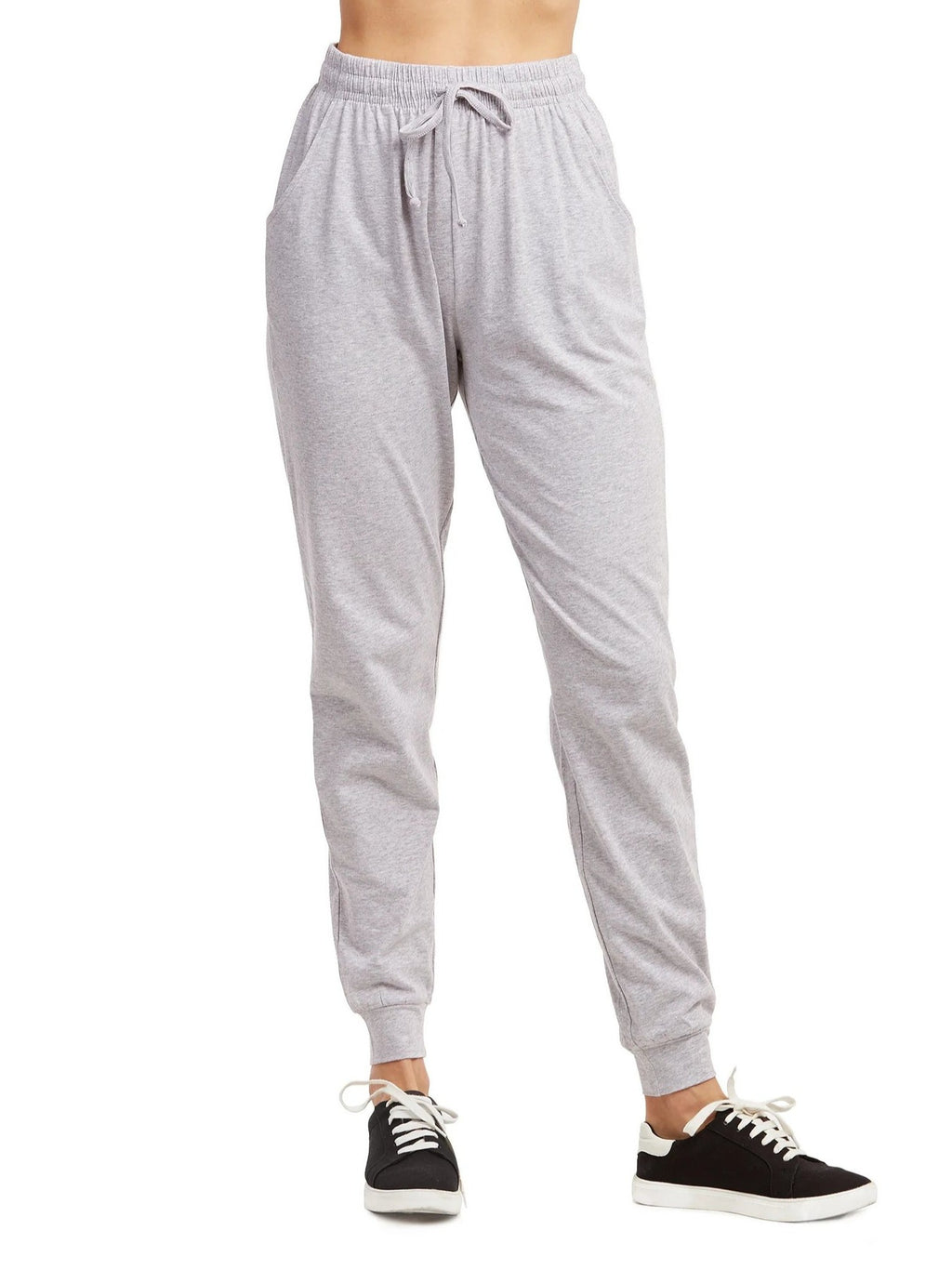 Cotton Jogger Pants Women Drawstring Elastic Waist Tapered Fit Banded Cuffs Pockets Casual Gym Loungewear Versatile
