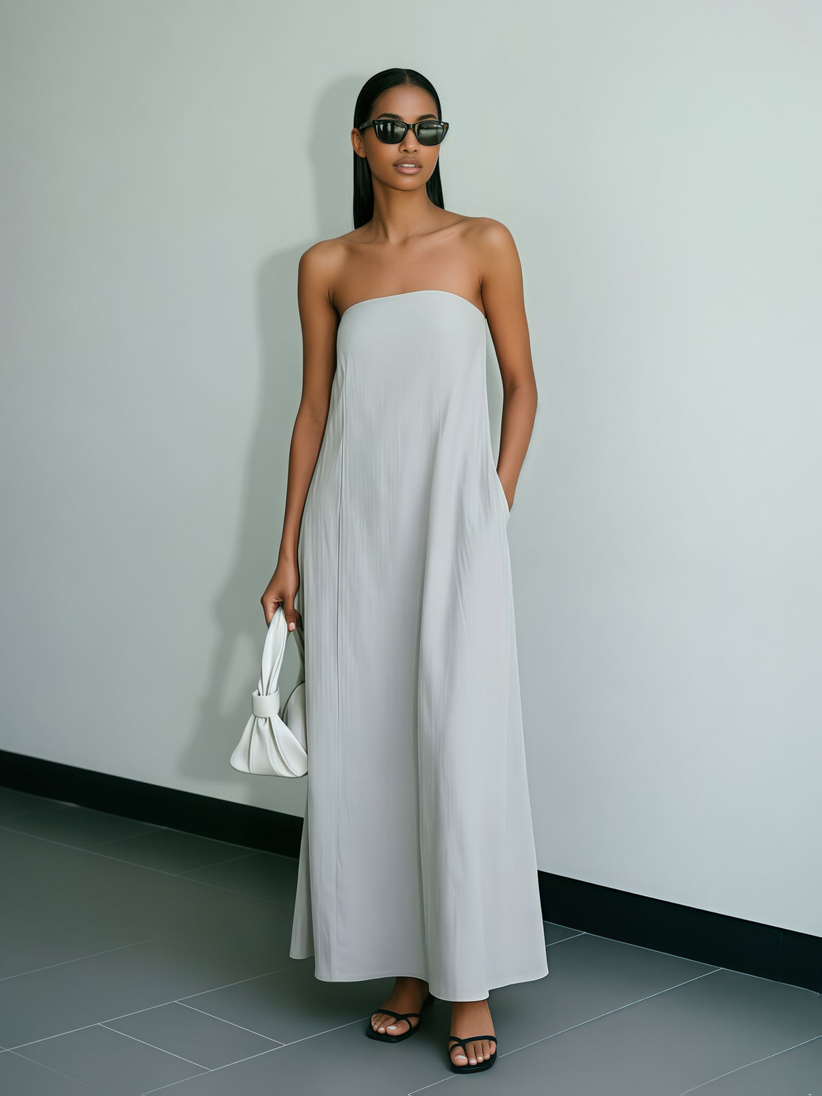 Women's Linen Beach Sundress Backless Sleeveless Wrap High Waist A-Line Flowy Casual Summer Vacation Dress