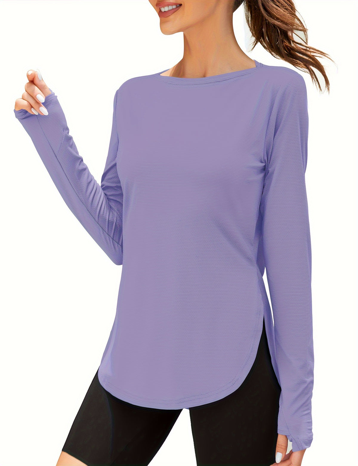 UPF 50+ Long Sleeve Shirt Women Lightweight Sun Protection Workout Athletic Outdoor Running Top Quick Dry S M L XL XXL