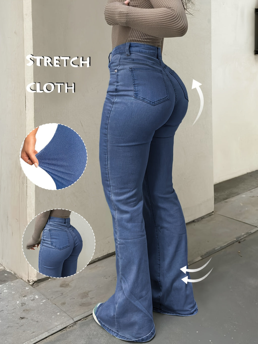 Women's Y2K Straight Leg Denim Pants High Elastic Vintage Street Style Solid Color Long Jeans Versatile Trendy Fashion Bottoms