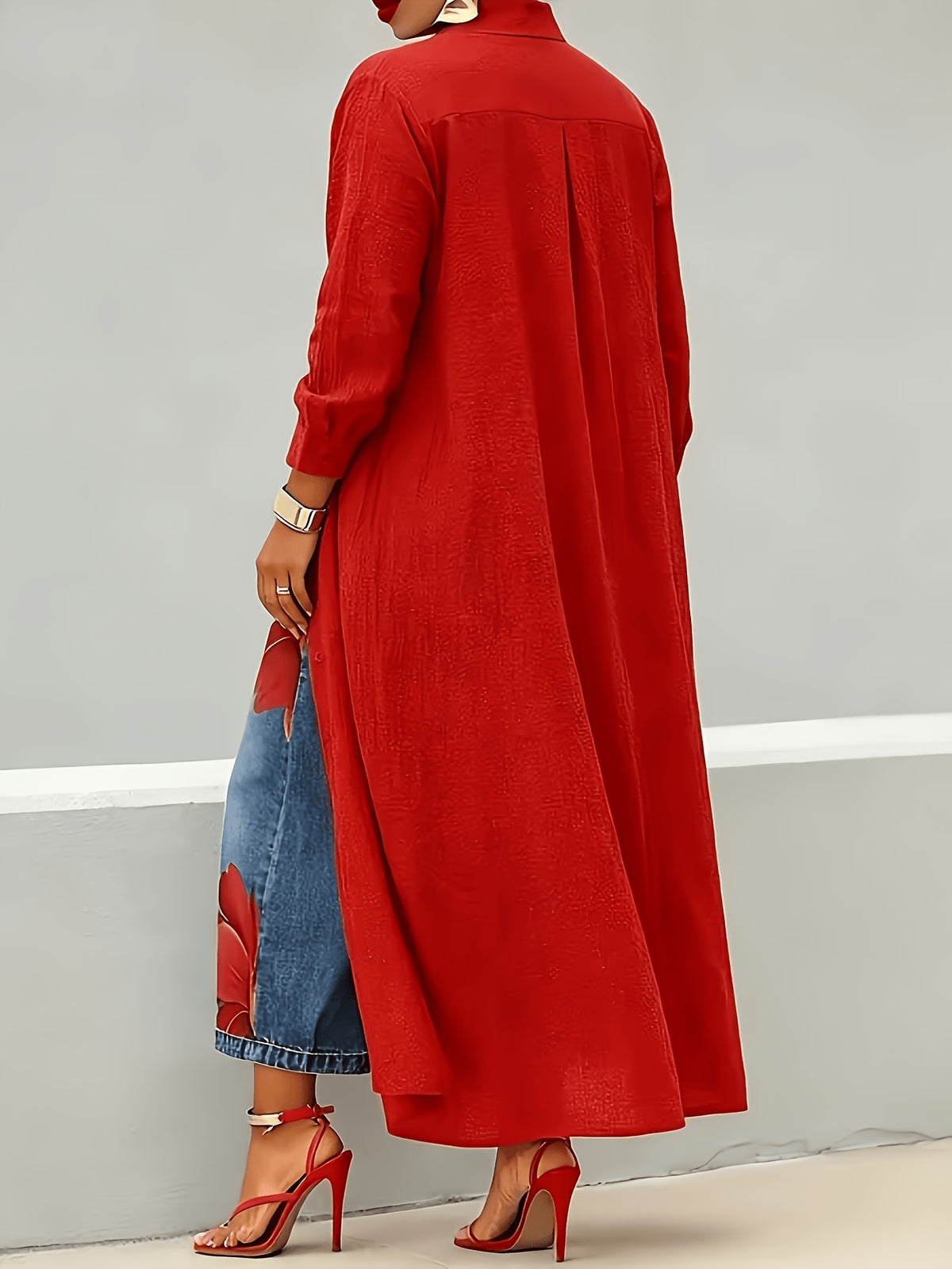 Women Maxi Shirt Dress Long Sleeve Button Down Lapel Collar Loose Fit Duster Dress S-XXL
