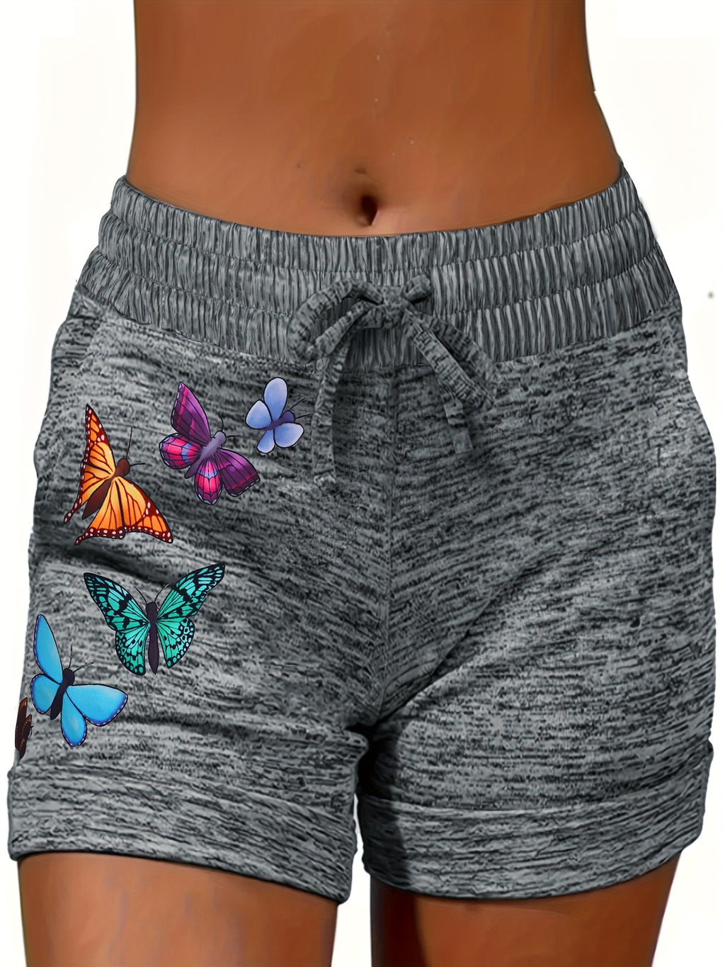 Printed Beach Vacation Shorts Women Casual Summer Holiday Loose Short Pants Light Grey Black Dark Gray S-XXL