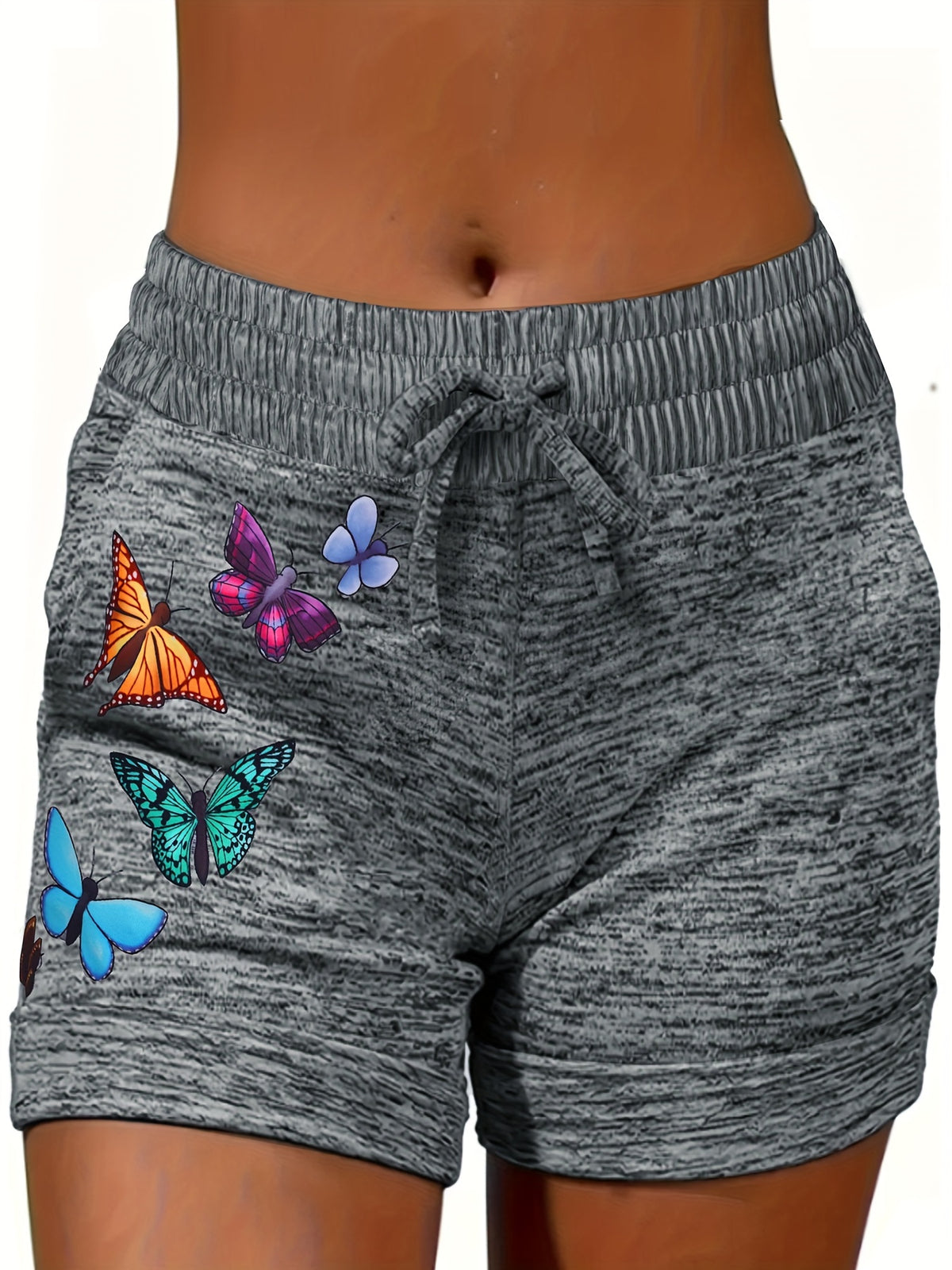 Printed Beach Vacation Shorts Women Casual Summer Holiday Loose Short Pants Light Grey Black Dark Gray S-XXL