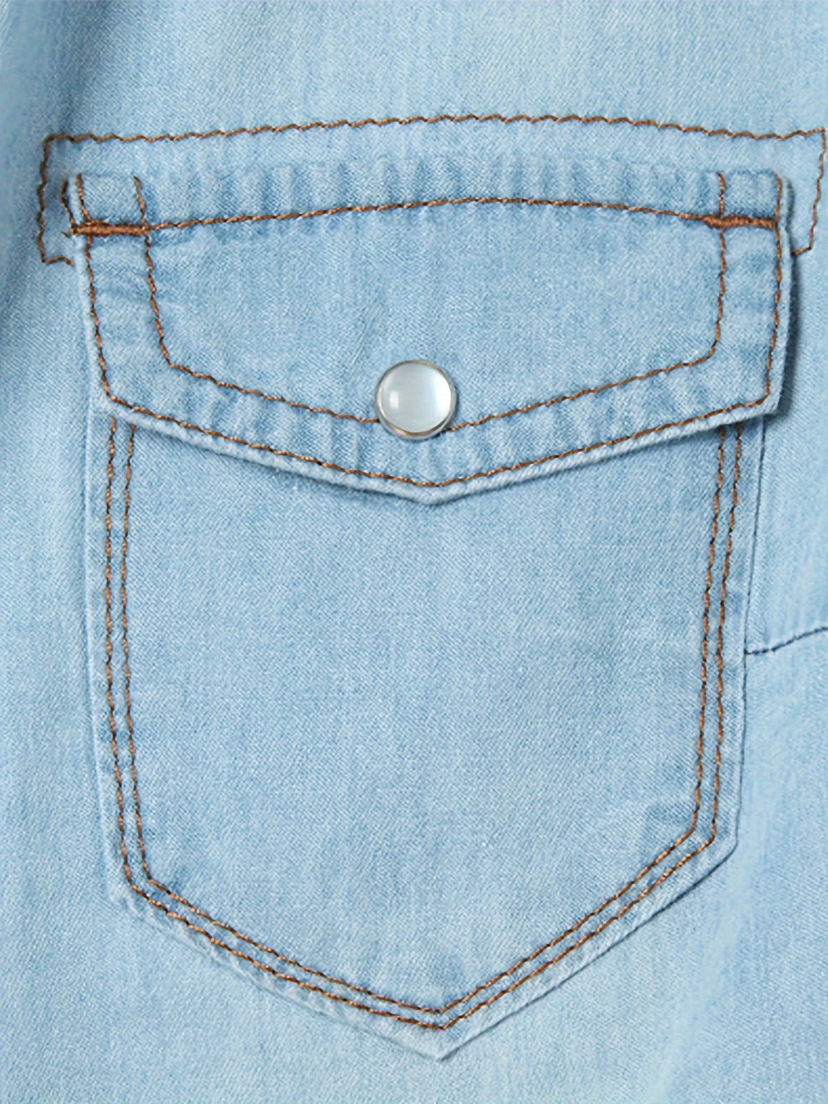 Women's Roll-Up 3/4 Sleeve Tie Front Knot Shirt Chambray Denim Crop Top Button Detail White Blue XS-XXL