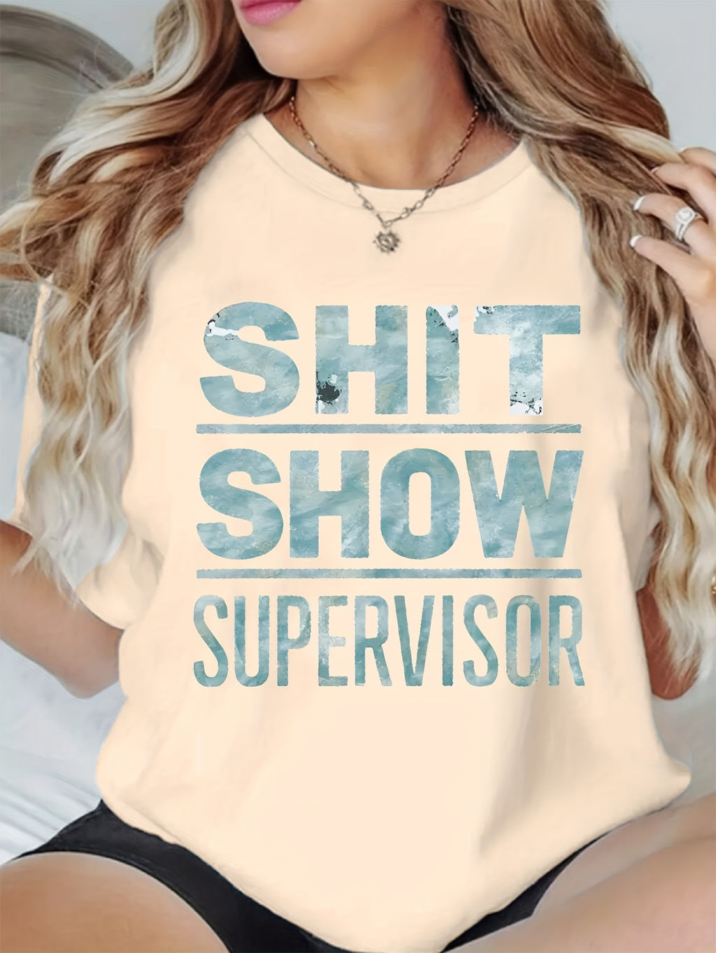 Chic Alphabet Letter Print T-Shirt Women Crew Neck Short Sleeve 180gsm Smooth Knit Mid Stretch Casual Everyday Fashion Graphic Tee Polyester Top S-XXL