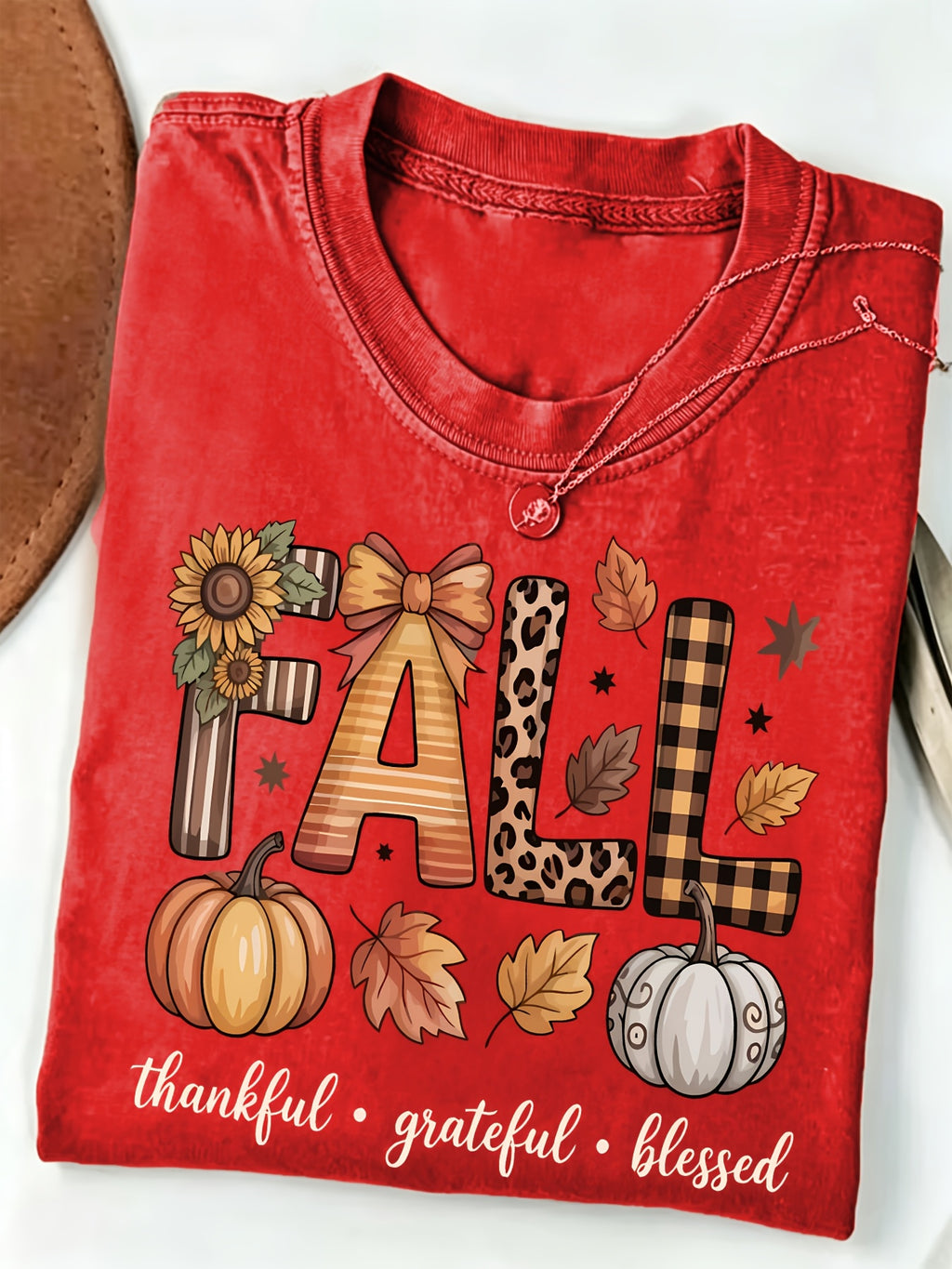 Autumn Graphic Tee Women Pumpkin Sunflower Loose Casual Short Sleeve Round Neck Fall Thanksgiving Halloween T-Shirt Retro Style S-XXL
