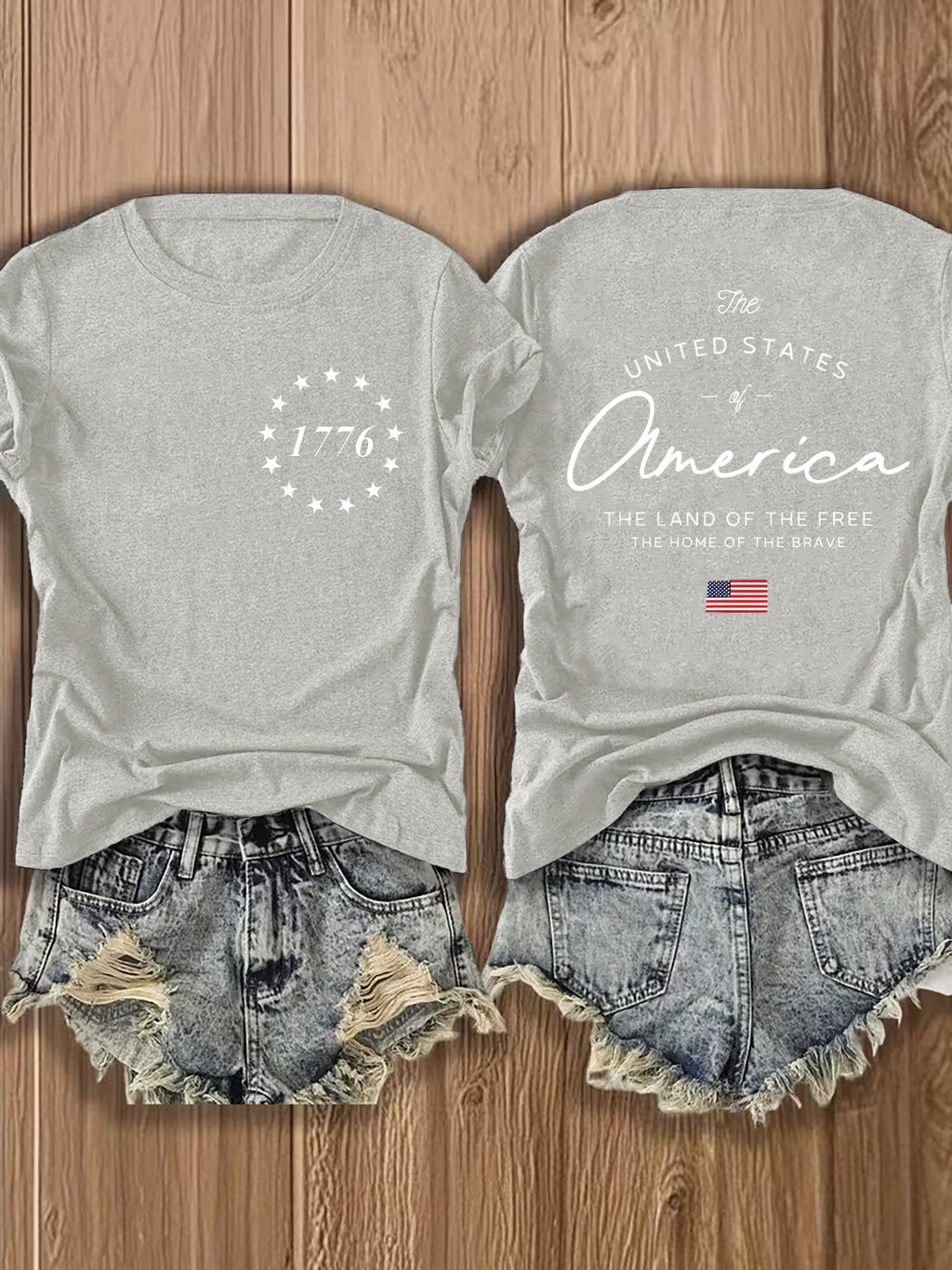 1776 American Flag T-Shirt Women US Patriotic Symbols Short Sleeve Casual Streetwear Blouse 70% Polyester Mid-Stretch Breathable Fourth of July Fall Top S-XXL