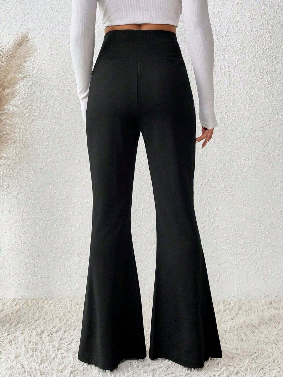 Slim Fit Flared Bell Bottom Pants Women Branch Print Wide Leg Trousers Casual Multicolor S-XL