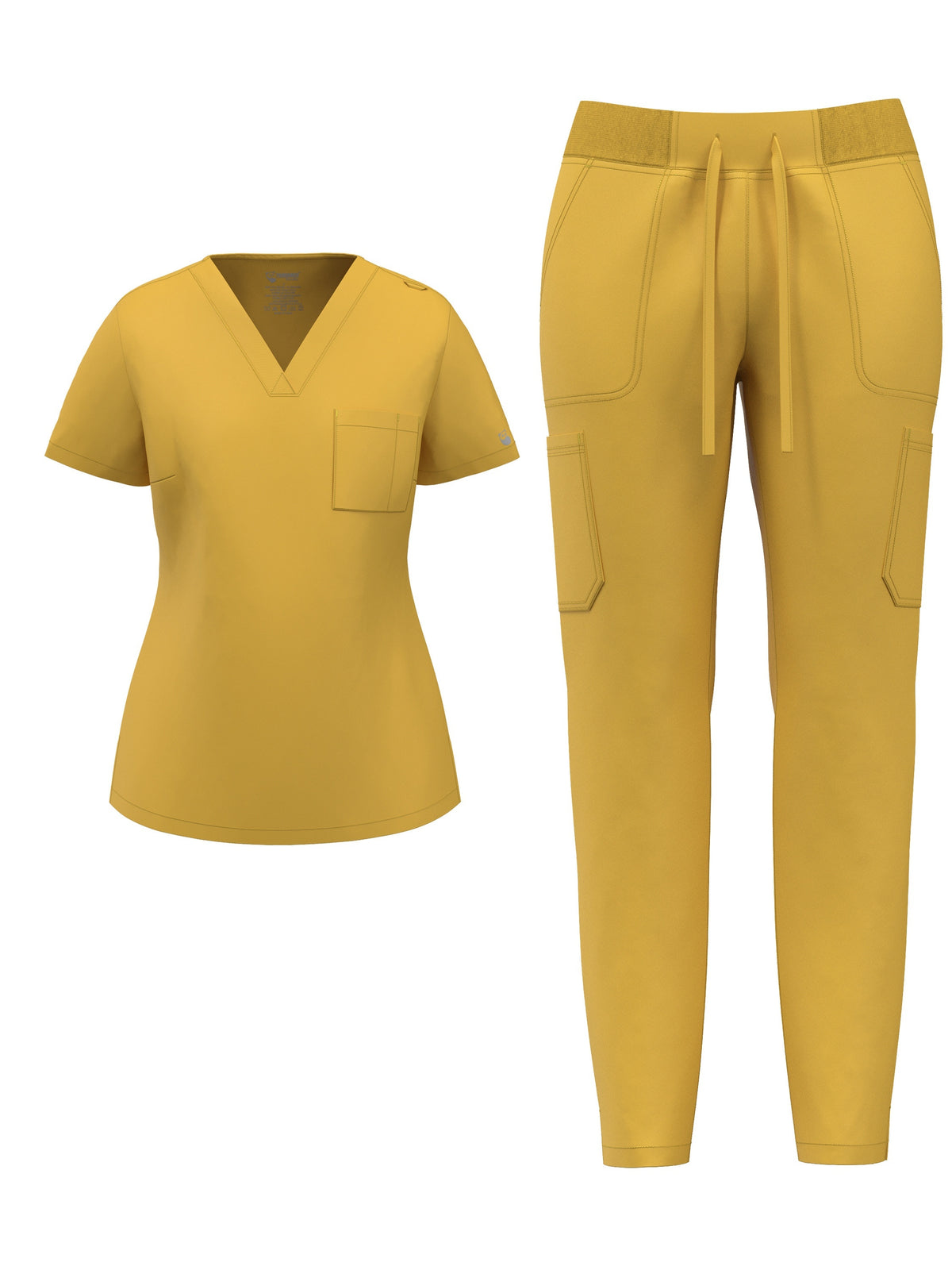 Women's Elastic Scrub Pants Set V-Neck Short Sleeve Breathable Workwear Uniform Solid Color with Pocket | Mira Roam