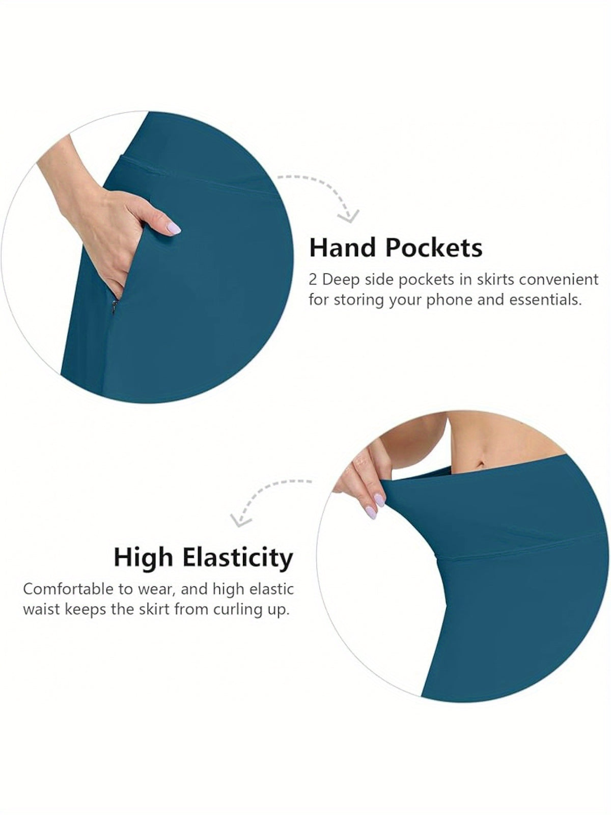 Women's Office Midi Skirt Built-in Shorts Hidden Drawstring Zip Pocket Business Casual Skirt with Shorts Lining Versatile Everyday