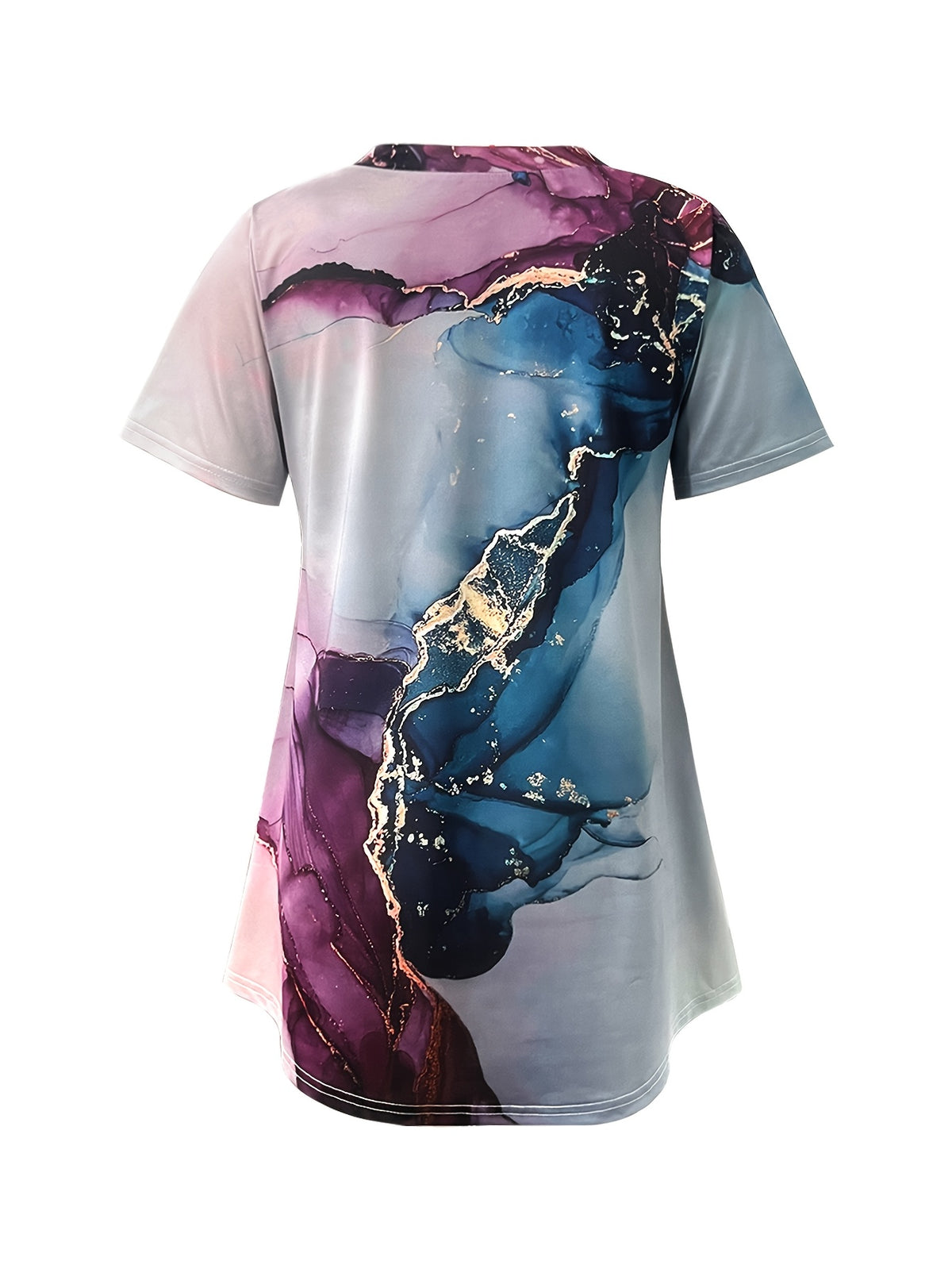 Artistic Print Women T-Shirt Spring Summer Versatile Graphic Tee Short Sleeve Casual Lightweight Breathable Top