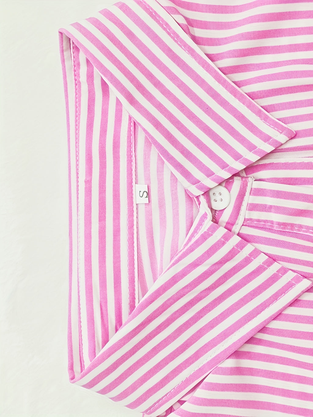 Striped Long Sleeve Shirt Women Loose Fit Woven Casual Blouse Spring Fall Top 2 Colors S-XXL