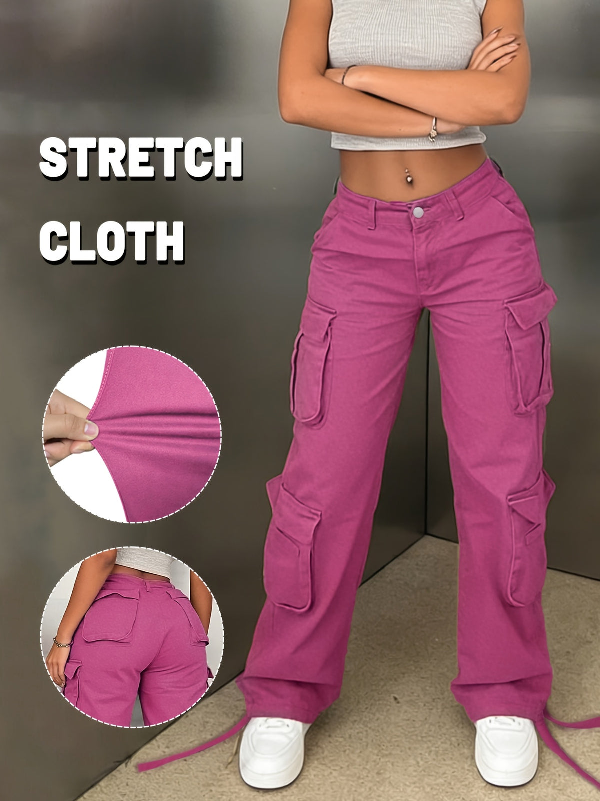Y2K Washed Work Pants Women Multi Pocket Retro Street Travel Casual Vintage Style Basic Trousers Chic