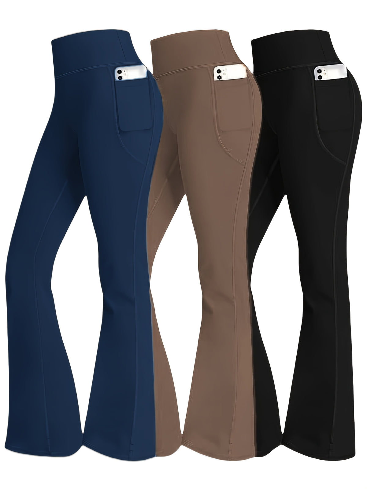 Bell Bottom Flare Leggings Women 3 Pack High Waist Tummy Control Butt Lifting Quick Dry Workwear Casual Flare Pants S-XXL