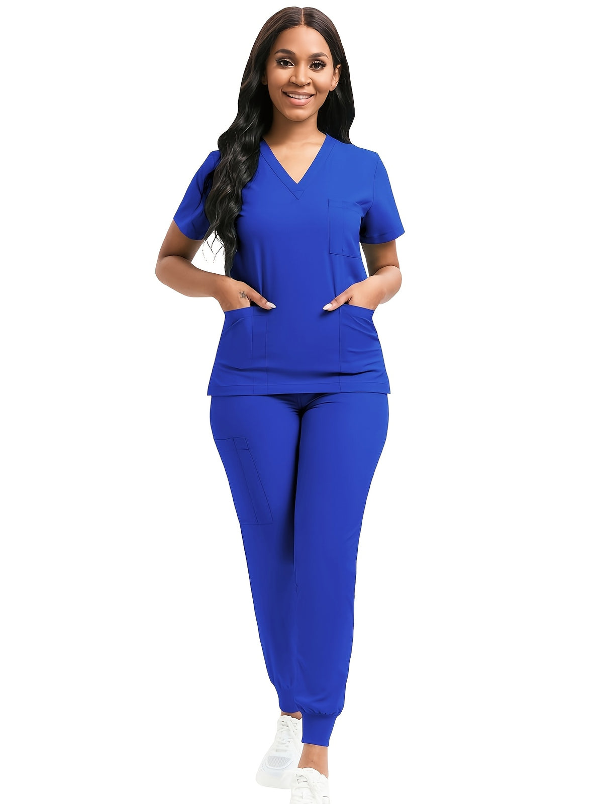Women Scrub Set V-Neck Top & Jogger Pants 2pcs Nursing Uniform Suit Workwear for Hospital Dental Clinic Pet Clinic | Mira Roam