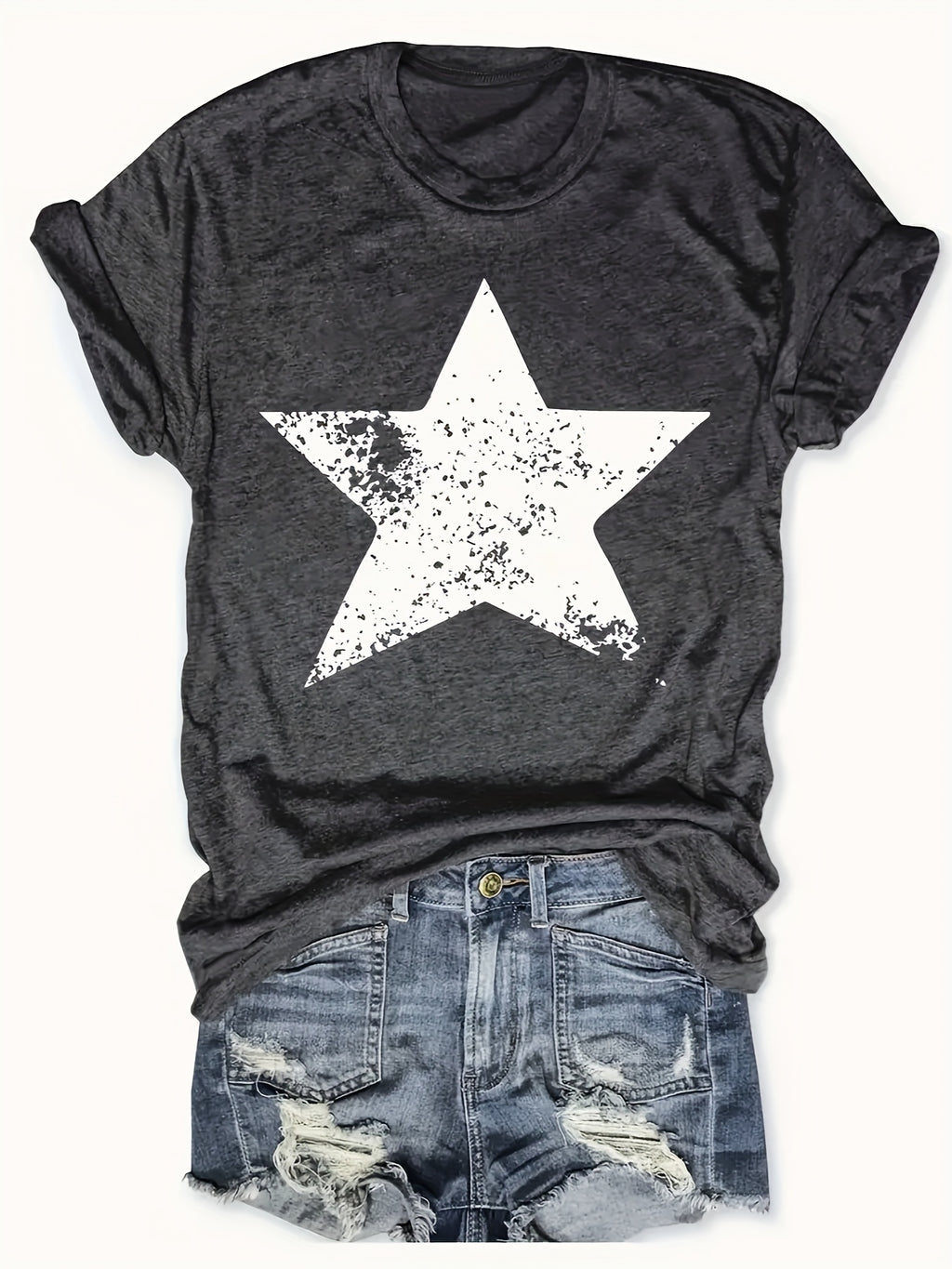 Alphabet Print T-Shirt Women Crew Neck Short Sleeve Casual Graphic Tee Lightweight Breathable Spring Summer All Season S-XXL