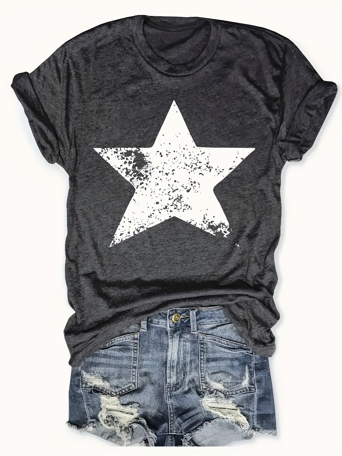 Alphabet Print T-Shirt Women Crew Neck Short Sleeve Casual Graphic Tee Lightweight Breathable Spring Summer All Season S-XXL