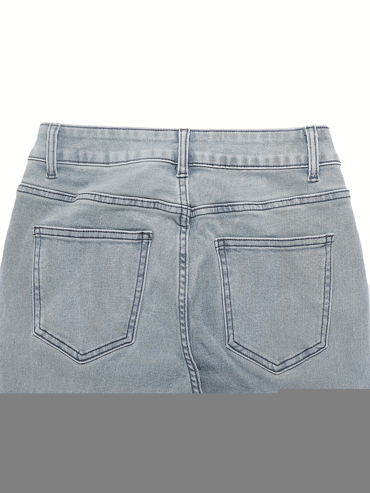 Women's Y2K Straight Leg Denim Pants High Elastic Vintage Street Style Solid Color Long Jeans Versatile Trendy Fashion Bottoms