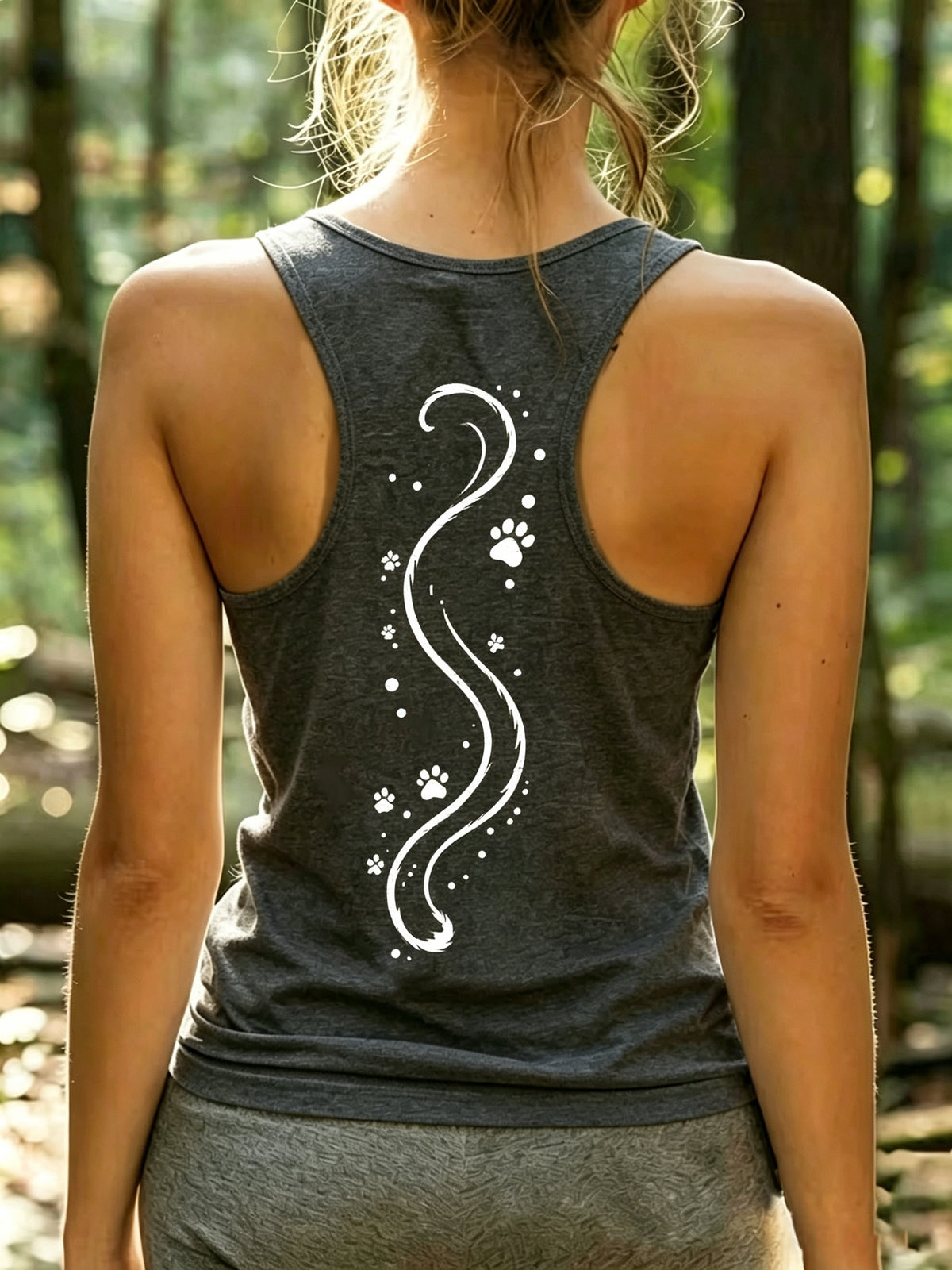 Paw Print Tank Top Women U Neck Heart Print Casual Spring Summer Sleeveless Top S-XXL
