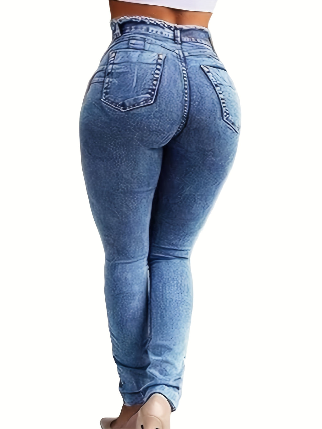 Skinny Jeans Women Mid Rise Butt Lifting Stretch Blue Denim Lace-Up Detail Casual Slim Fit Jeans All Season S-XXL