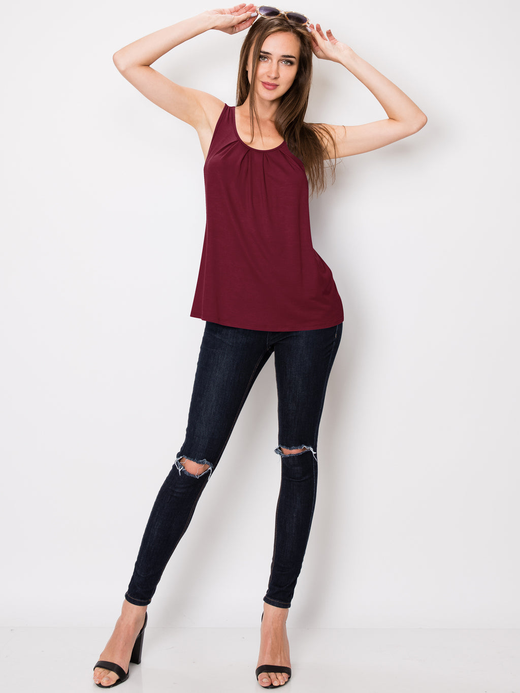Women's Sleeveless Scoop Neck Tank Top Loose Fit Breathable Casual Layering Shirt 20 Colors Summer Essential