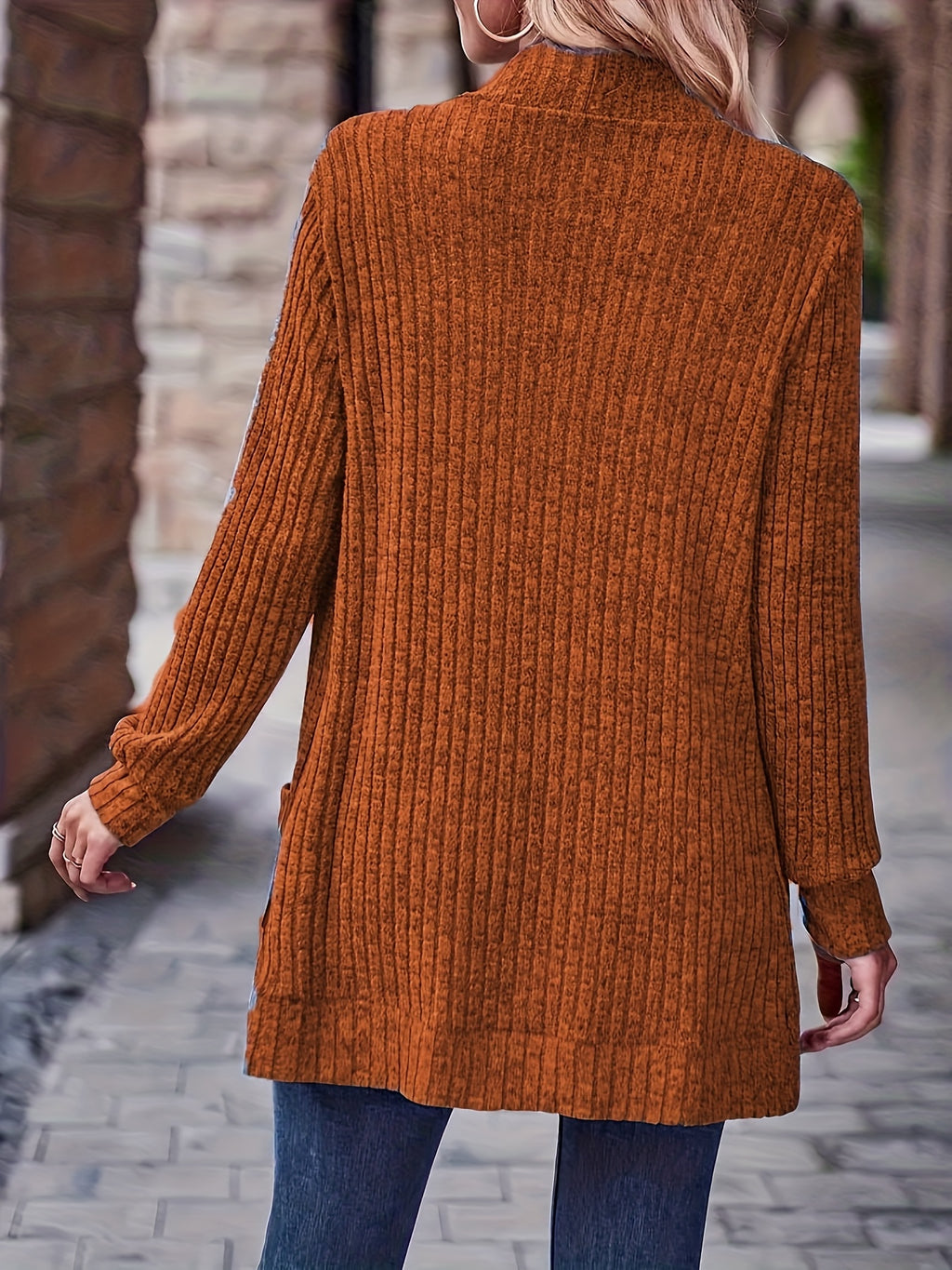 Cardigan Collar Loose Blouse Women Knit Pocket Long Sleeve Solid Color Casual Elegant Top 10 Colors Stretch Everyday Wear S-XXL