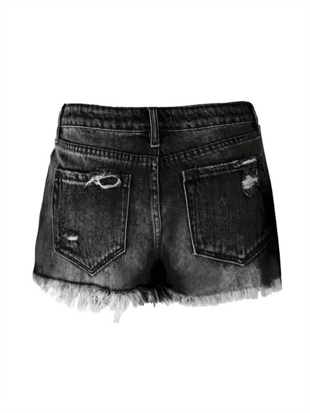 Women Ripped Stretch Denim Shorts Mid Rise Straight Leg Frayed Hem Casual Summer Hot Pants 85% Polyester Machine Washable | Mira Roam