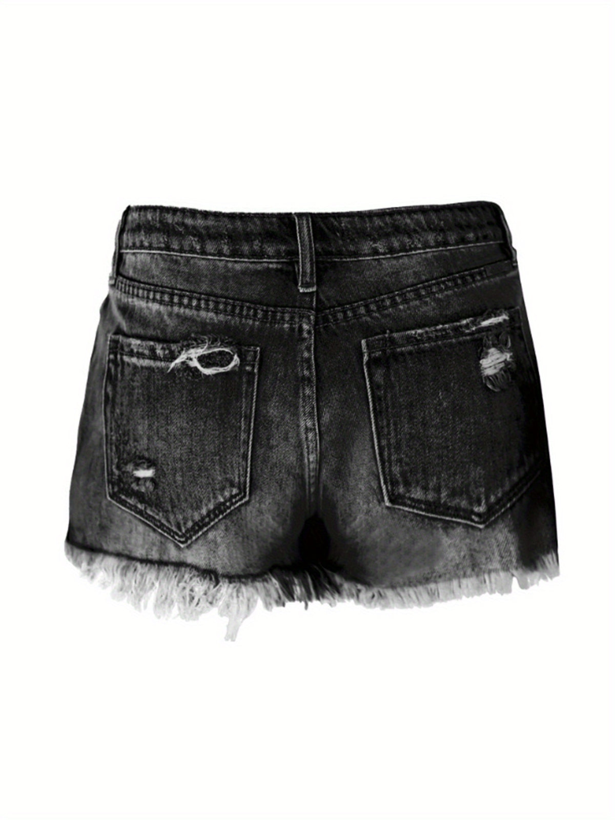 Women Ripped Stretch Denim Shorts Mid Rise Straight Leg Frayed Hem Casual Summer Hot Pants 85% Polyester Machine Washable | Mira Roam