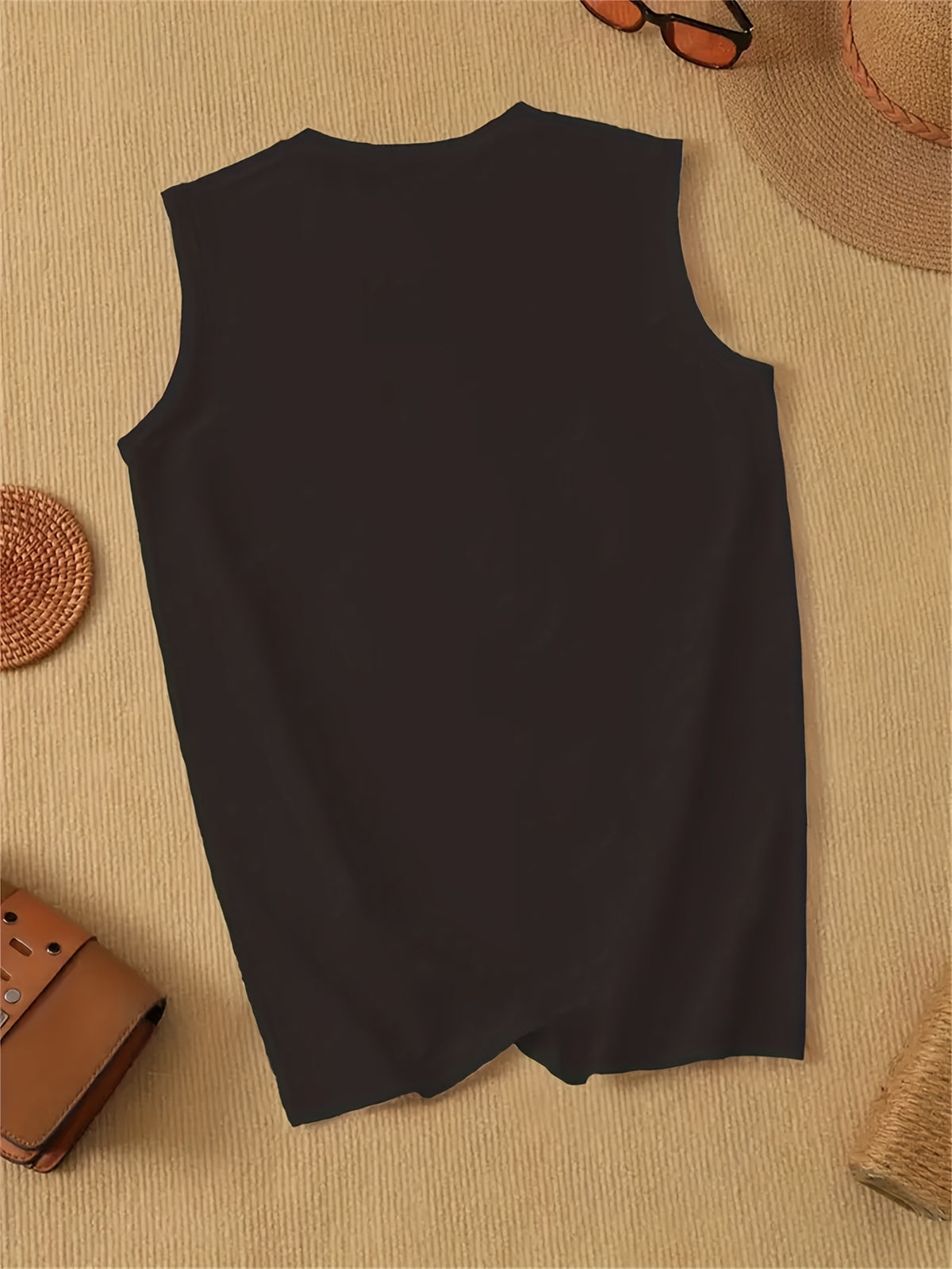 Print Vest Top Women Crew Neck Casual Everyday Sleeveless Tank Shirt Lightweight Summer Streetwear